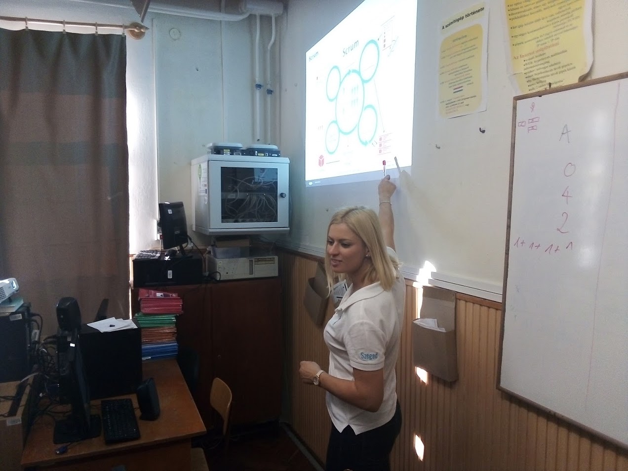 Rita teaching Scrum in a classroom